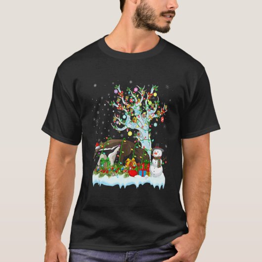 Anteater Santa's Hat Lighting Anteater Christmas T-Shirt (Vorderseite)