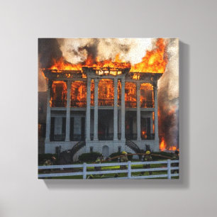 Antebellum Mansion Feuer bricht Nottoway Resort Leinwanddruck