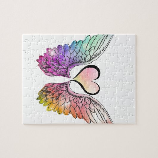 Anteil - Engels-Flügel und Herz Puzzle (Horizontal)