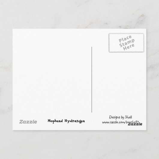 Anteile der Lila Hydrangea Postkarte (Rückseite)