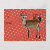 ANTELOPE & ANTLER OWLS VALENTINE-Postkarte Feiertagspostkarte (Rückseite)