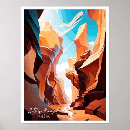 Antelope Canyon Arizona Reise Illustration Poster (Vorne)