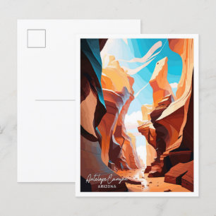 Antelope Canyon Arizona Reise Illustration Postkarte