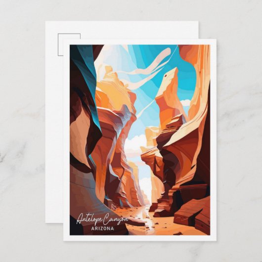 Antelope Canyon Arizona Reise Illustration Postkarte (Vorne/Hinten)