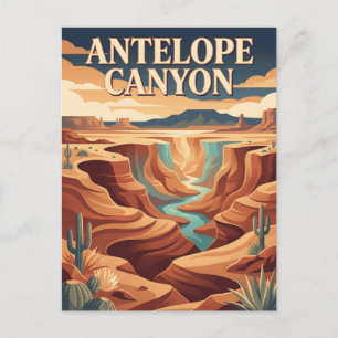 Antelope Canyon Arizona Wüsten-Vintage-Plakat Postkarte