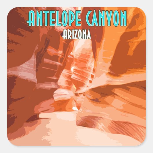 Antelope Canyon Page Arizona Vintag Quadratischer Aufkleber (Vorderseite)
