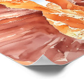 Antelope Canyon Red Rock Watercolor Poster (Ecke)