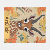 Antelope Floral Zeichnend Fleecedecke (Vorderseite (Horizontal))