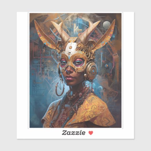 Antelope Headdress Science Fiction Cyberpunk Aufkleber (Blatt)