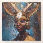 Antelope Headdress Science Fiction Cyberpunk Glasuntersetzer<br><div class="desc">Fantasy Art Produkte von The Lunarium.</div>