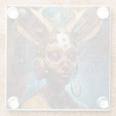 Antelope Headdress Science Fiction Cyberpunk Glasuntersetzer (Rückseite)
