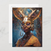 Antelope Headdress Science Fiction Cyberpunk Postkarte (Vorne/Hinten)