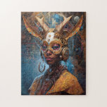 Antelope Headdress Science Fiction Cyberpunk Puzzle<br><div class="desc">Fantasy,  Sci-fi & Horror Art von The Lunarium.</div>