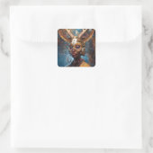 Antelope Headdress Science Fiction Cyberpunk Quadratischer Aufkleber (Tasche)