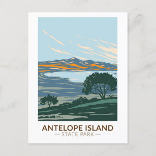 Antelope Island Staat Park Utah Vintag Postcard Postkarte