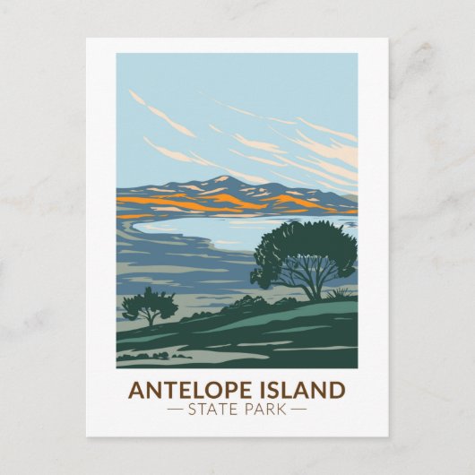 Antelope Island Staat Park Utah Vintag Postcard Postkarte (Vorderseite)