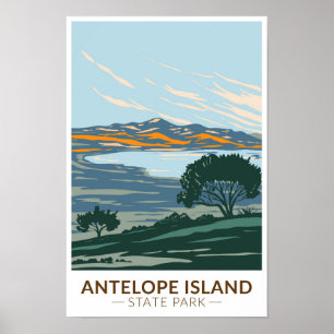 Antelope Island Staat Park Utah Vintag Poster