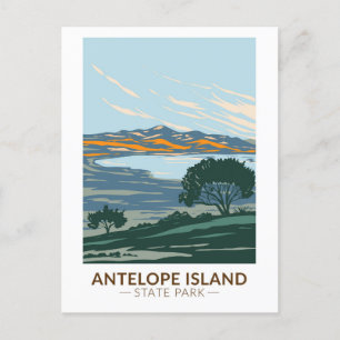 Antelope Island State Park Utah Vintage Postkarte