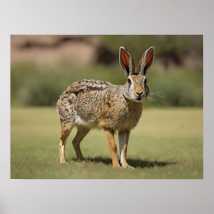 Antelope Jackrabbit stehend auf Gras Poster