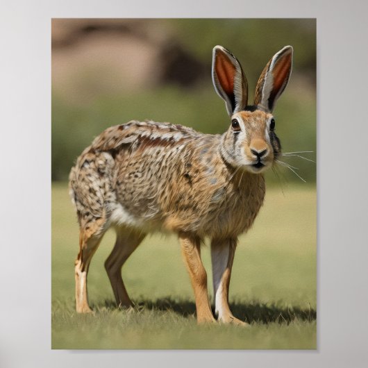 Antelope Jackrabbit stehend auf Gras Poster (Vorne)