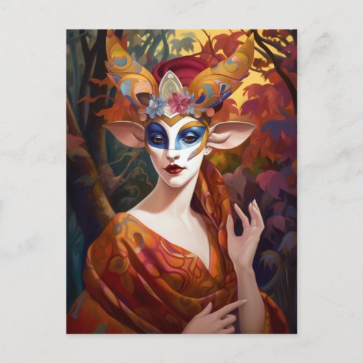 Antelope Lady Surreal Fantasy Postcard Postkarte (Vorderseite)