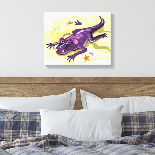 Anteosaurus Sonnenbaden mit Kopfhörern. Leinwanddruck (Insitu (Schlafzimmer))