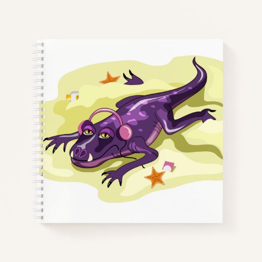 Anteosaurus Sonnenbaden mit Kopfhörern. Notizblock (Vorderseite)