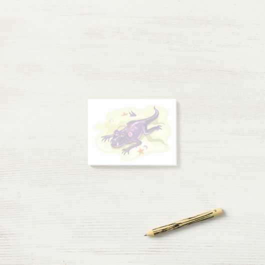 Anteosaurus Sonnenbaden mit Kopfhörern. Post-it Klebezettel (Auf Schreibtisch)