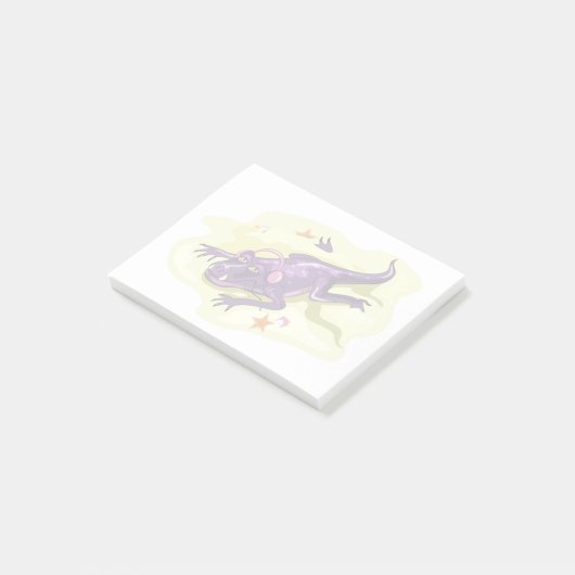 Anteosaurus Sonnenbaden mit Kopfhörern. Post-it Klebezettel (angewinkelt)