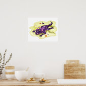 Anteosaurus Sonnenbaden mit Kopfhörern. Poster (Küche)