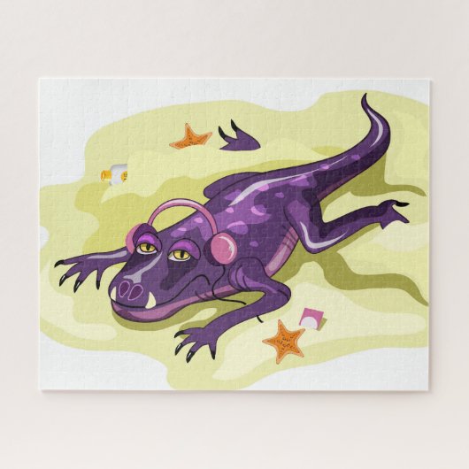 Anteosaurus Sonnenbaden mit Kopfhörern. Puzzle (Horizontal)