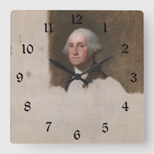 Anthaeneum George Washington 1. US-Präsident Quadratische Wanduhr (Vorderseite)