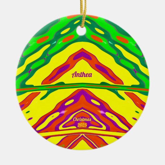 ANTHEA ~ 3D CHRISTMAS Red Green Yellow 2025 ~ Keramik Ornament (Vorne)