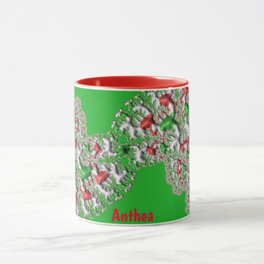 ANTHEA ~ GLOSSY 3D Christmas Red White Green Tasse (Zentrum)