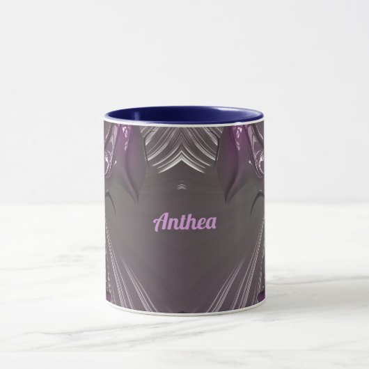 ANTHEA ~ GLOSSY 3D Glossy Pink Blue Silver ~ Tasse (Zentrum)