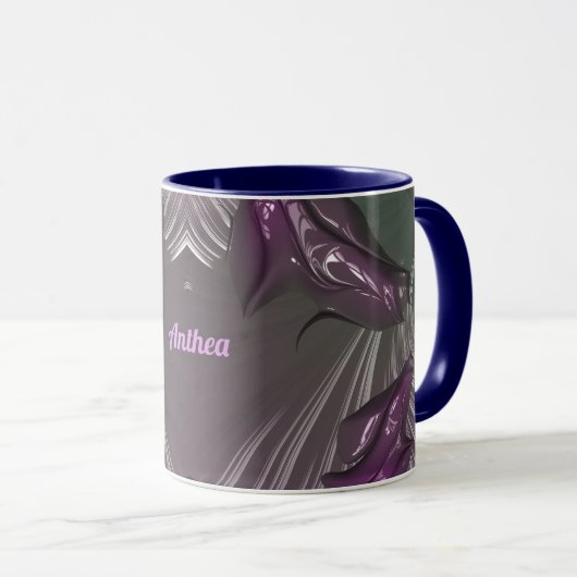 ANTHEA ~ GLOSSY 3D Glossy Pink Blue Silver ~ Tasse (VorderseiteRechts)