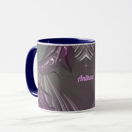 ANTHEA ~ GLOSSY 3D Glossy Pink Blue Silver ~ Tasse (Vorderseite Links)