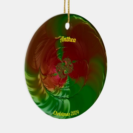ANTHEA ~ Glossy Red and Green Christmas 2024 Keramik Ornament (Rechts)