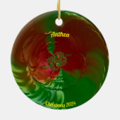 ANTHEA ~ Glossy Red and Green Christmas 2024 Keramik Ornament (Hinten)
