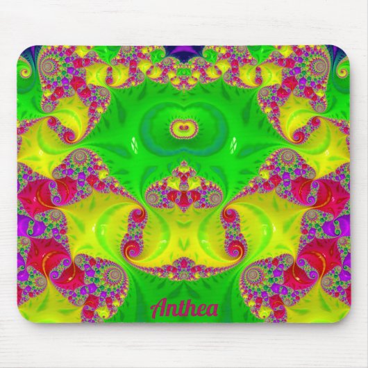 ANTHEA ~ Zany Hot Cerves, Gelb, Rot und Grün Mousepad (Vorne)