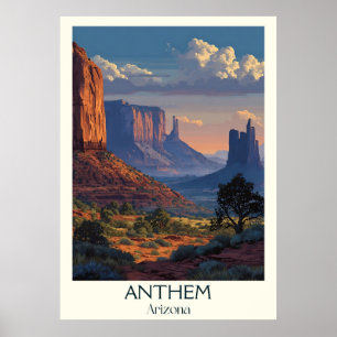 Anthem Arizona Vintage Travel Poster   Retro Canyo