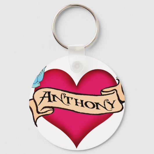 Anthony - Custom Heart Tattoo T - Shirt & Geschenk Schlüsselanhänger (Vorderseite)