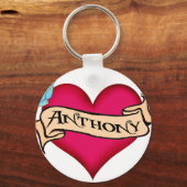 Anthony - Custom Heart Tattoo T - Shirt & Geschenk Schlüsselanhänger (Vorderseite)