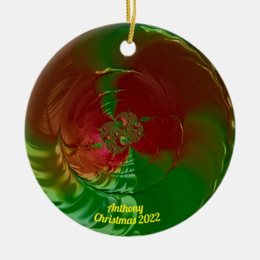 ANTHONY ~ Glossy Red and Green Christmas 2022 Keramik Ornament (Vorne)