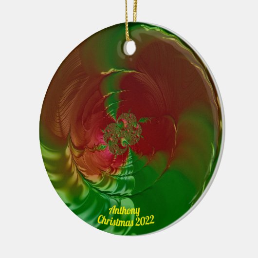 ANTHONY ~ Glossy Red and Green Christmas 2022 Keramik Ornament (Links)