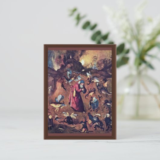 Anthony mit Monstern. Von Hieronymus Bosch Postkarte (Stehend Vorderseite)