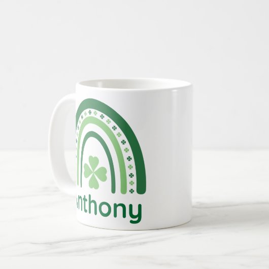 Anthony Name Clover Boho Rainbow Kaffeetasse (Vorderseite Links)