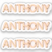 Anthony Name in leuchtenden Neonleuchten x3 Aufkleber (Vorderseite)