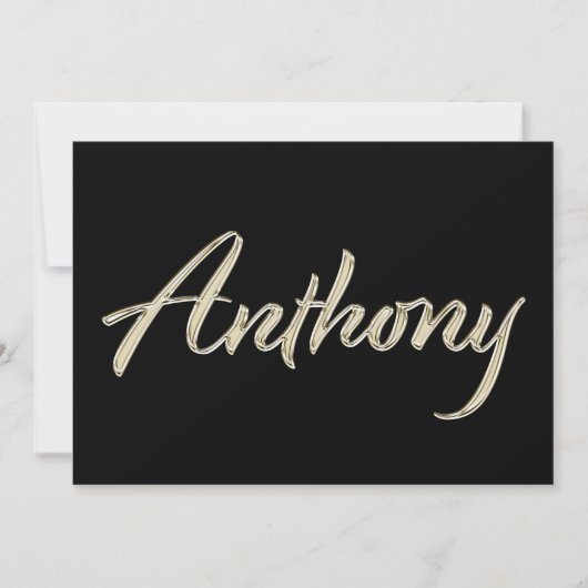 Anthony Name white gold Handwriting Karte (Vorderseite)