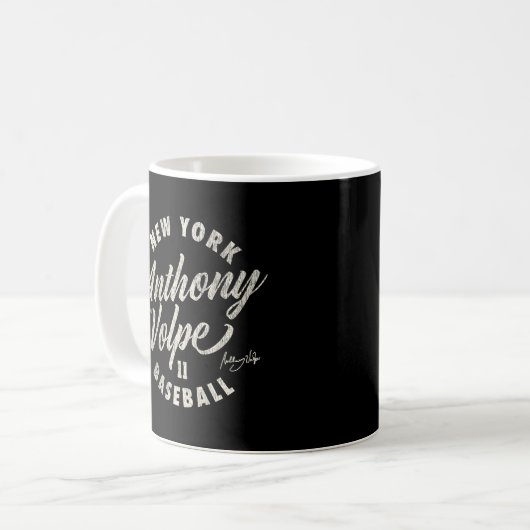 Anthony Volpe New York Baseball Cursive Mlbpa Kaffeetasse (Vorderseite Links)